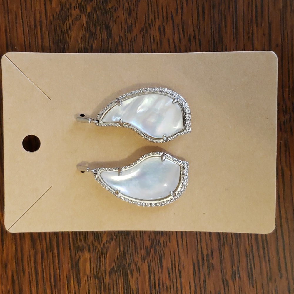 Kendra Scott Tinley Mother-of-Pearl and cubic zirconia & Rhodium plated earrings